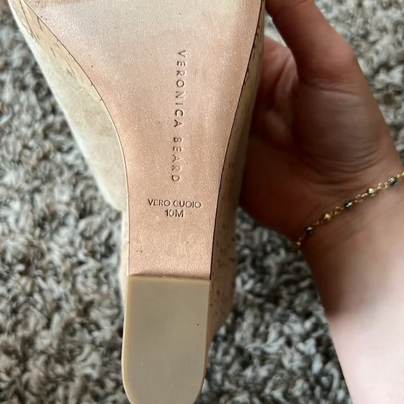 Veronica Beard Dali Suede Peep Toe Platform Wedge Sandals in Sand Size 10M - Picture 11 of 12